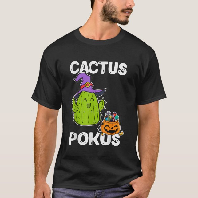 Cactus Pokus Halloween Witch Pumpkin Cute Cactus C T-Shirt (Front)