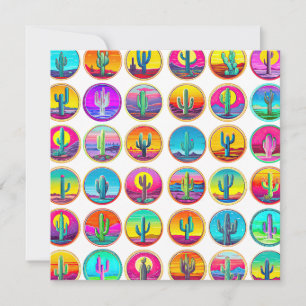 Cactus pop art succulent plants garden gardening  card