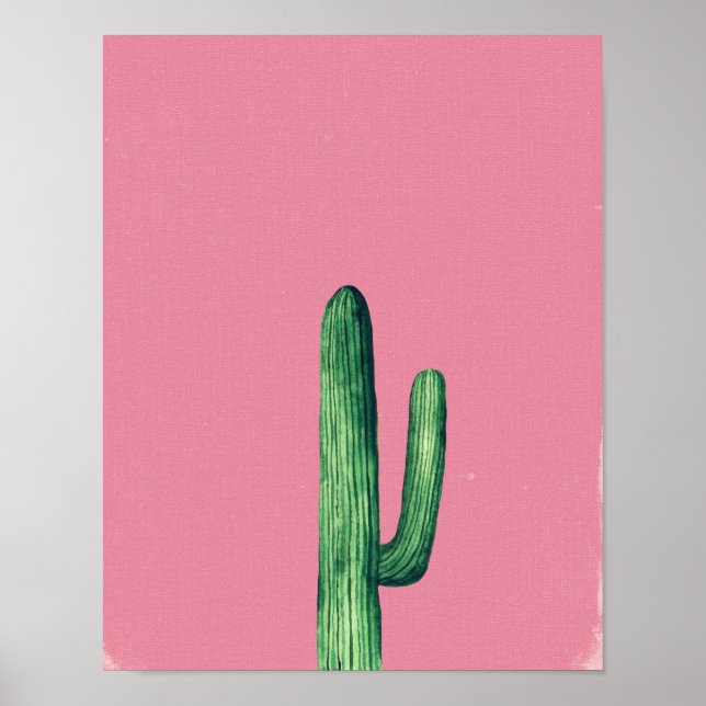 Cactus print. Plants on pink art illustration Poster (Front)
