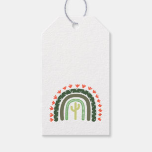 Cactus Rainbow Art Orange Green Modern Desert Fun Gift Tags