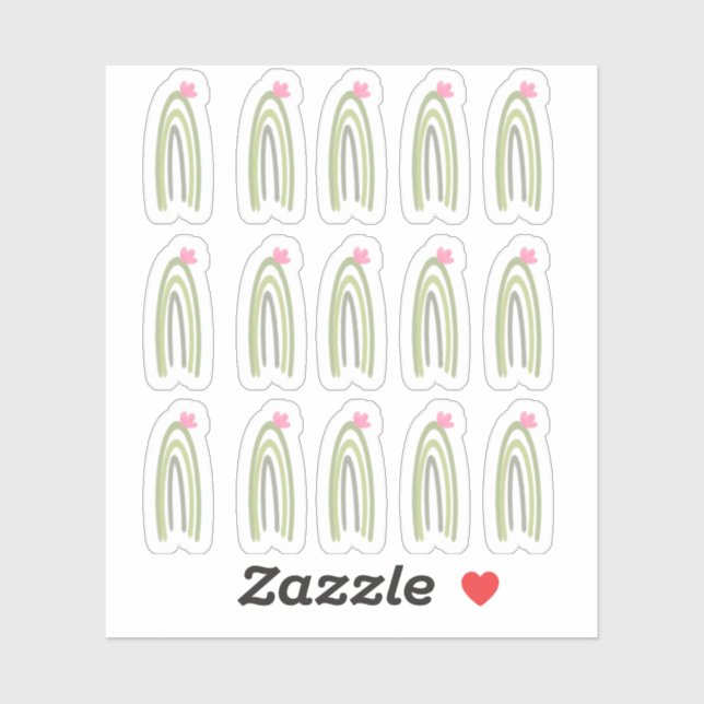 Cactus Rainbow Green Pink Doodle Art (Sheet)