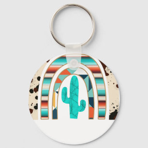 cactus rainbow key ring