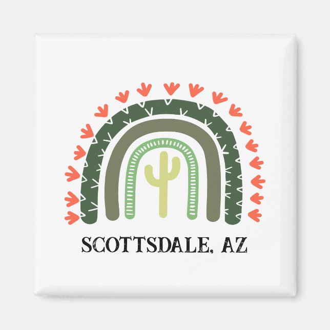 Cactus Rainbow Modern Desert Southwest Own Text Magnet (Front)