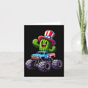 Cactus Riding Monster Truck 4th Of July Card