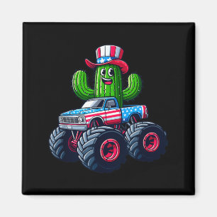 Cactus Riding Monster Truck 4th Of July Magnet