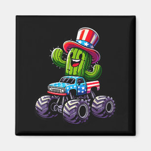 Cactus Riding Monster Truck 4th Of July Magnet