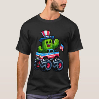 Cactus Riding Monster Truck 4th Of July T-Shirt