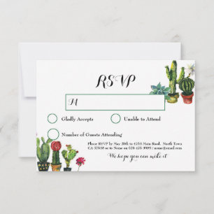 Cactus RSVP Wedding Fiesta Response Cards Lights