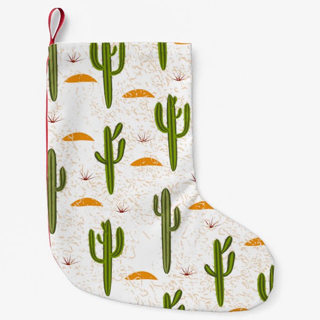 Cactus Sand: Mexican Style Seamless. Small Christmas Stocking (Front)