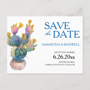 Cactus Save The Date Wedding Announcement