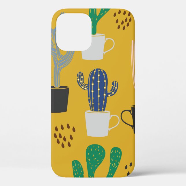 Cactus seamless pattern background. Hand drawn col Case-Mate iPhone Case (Back)