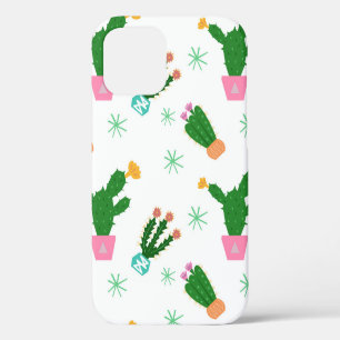 Cactus seamless vintage pattern, repeated ornamen iPhone 12 case