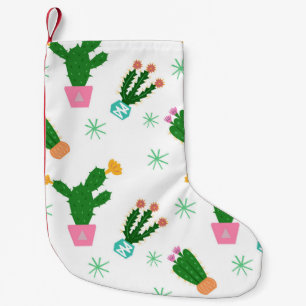 Cactus seamless vintage pattern, repeated ornamen small christmas stocking
