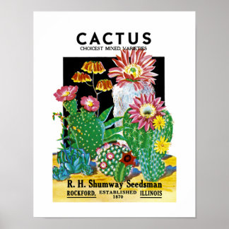 Cactus Seed Packet Label Poster