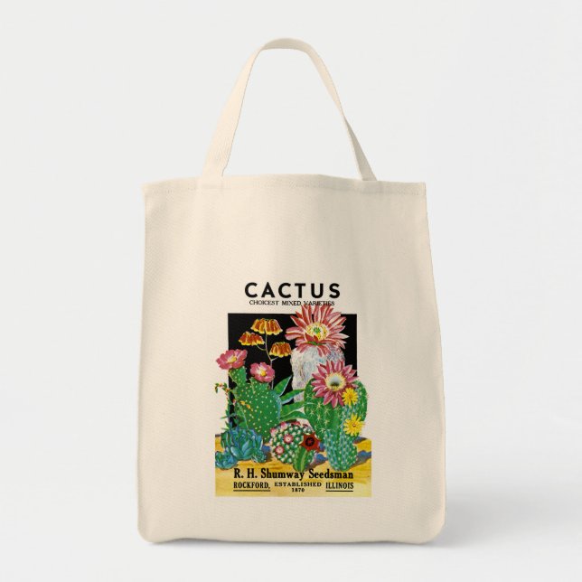 Cactus Seed Packet Label Tote Bag (Front)