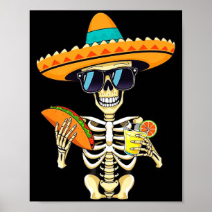 Cactus Skeleton Sombrero Cinco De Mayo Mexican Fie Poster