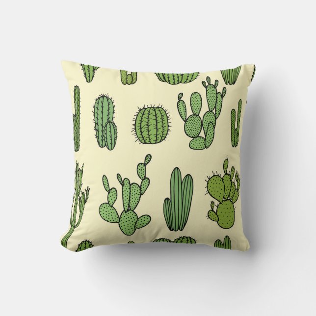 Cactus Sketch: Vintage Floral Elegance. Cushion (Front)
