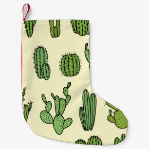 Cactus Sketch: Vintage Floral Elegance. Small Christmas Stocking