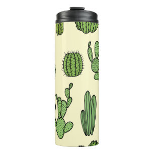 Cactus Sketch: Vintage Floral Elegance. Thermal Tumbler