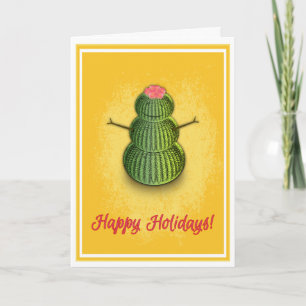 Cactus Snowman folded holiday card (5 x 7)