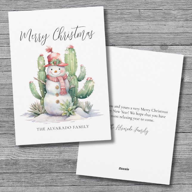 Cactus Snowman Merry Christmas Holiday Card (Cactus Snowman Merry Christmas Holiday Card)