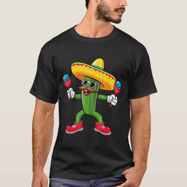 Cactus Sombrero Cinco De Mayo Mexican Cactus Party T-Shirt (Front)