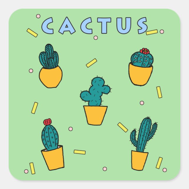 Cactus Square Sticker (Front)