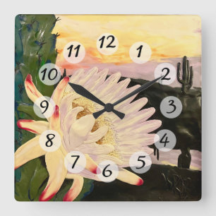 Cactus Square Wall Clock