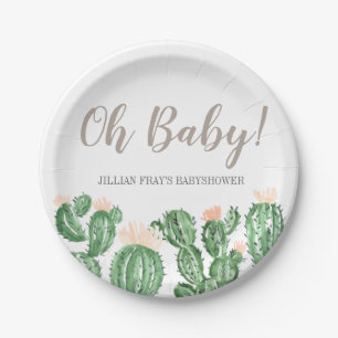 Cactus succulent baby shower paper plate