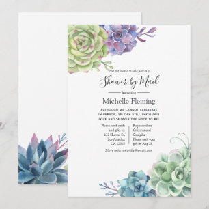 Cactus Succulent Bridal or Baby Shower by Mail Invitation