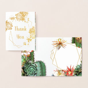 Cactus Succulent Coral Green Real Gold foil Foil Card