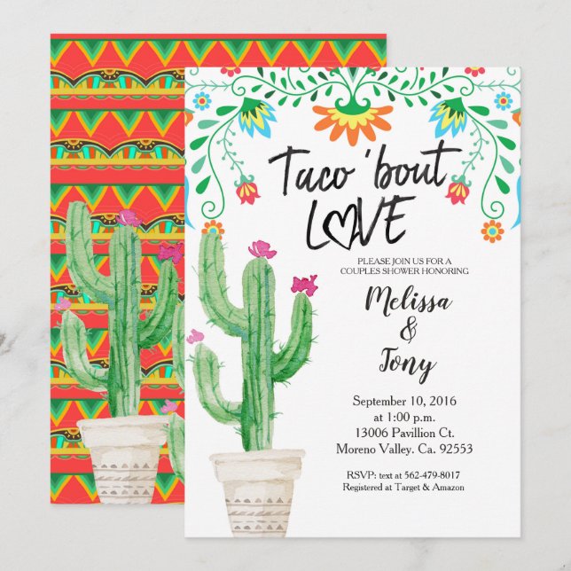 Cactus Succulent Couples Shower Invitation (Front/Back)