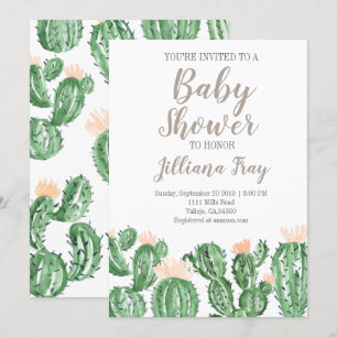 Cactus succulent cute baby shower invite