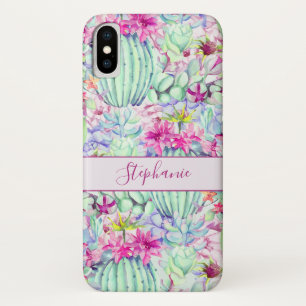Cactus Succulent Floral Foliage Personalised iPhone X Case