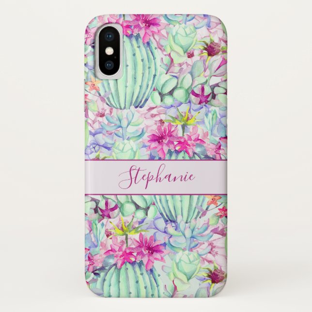 Cactus Succulent Floral Foliage Personalised Case-Mate iPhone Case (Back)