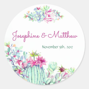 Cactus & Succulent Flowers Wedding Stickers