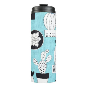 Cactus, succulent: hand-drawn seamless design. thermal tumbler
