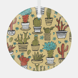 Cactus Succulent: Hand Drawn Sketch Glass Tree Decoration