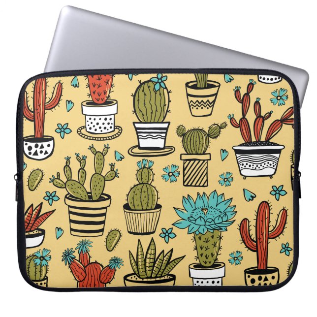 Cactus Succulent: Hand Drawn Sketch Laptop Sleeve (Front)