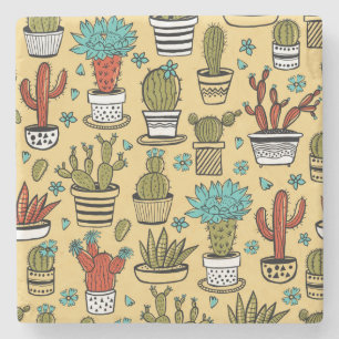 Cactus Succulent: Hand Drawn Sketch Stone Coaster
