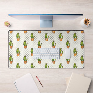 Cactus & Succulent Polk Dot Pattern Desk Mat