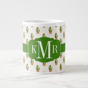 Cactus & Succulent Polk Dot Pattern Large Coffee Mug