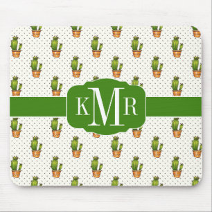 Cactus & Succulent Polk Dot Pattern Mouse Mat