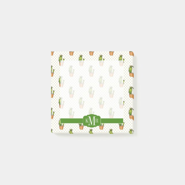 Cactus & Succulent Polk Dot Pattern Post-it Notes (Front)