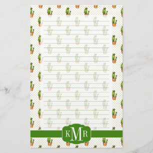 Cactus & Succulent Polk Dot Pattern Stationery