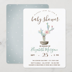 Cactus Succulent Polka Dots Baby Shower  Invitation