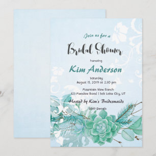 Cactus Succulent Romantic Bridal Couple's Shower Invitation