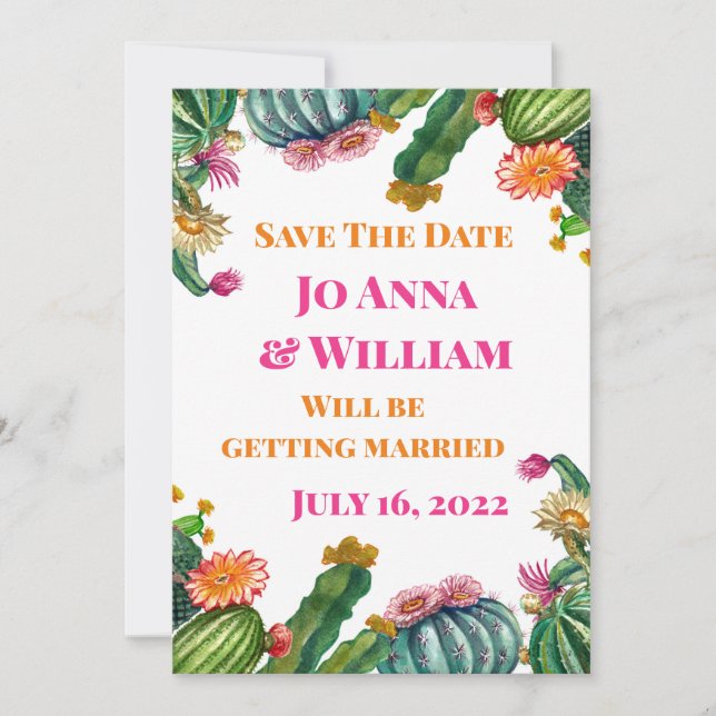 Cactus Succulent Save The Date Wedding Party Invitation (Front)