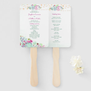 Cactus Succulent String Lights Wedding Programs Hand Fan
