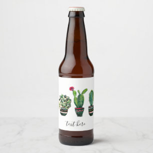 cactus, succulent, watercolor, fiesta, mexican, beer bottle label